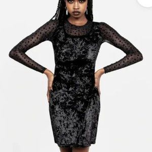 Starry Sheer Fitted Mini Velvet Dress